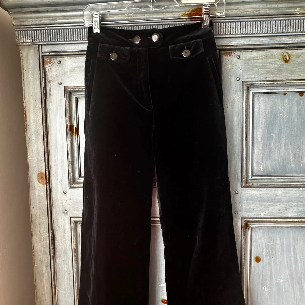 Sezane Velvet Florentine Trousers in Dark Blue Size 34
